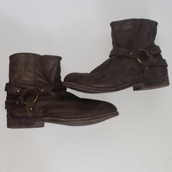 FRYE Kids Youth Sz. 3 Harness Brown Boots Side Zip Shoes Low Top.Good condition. - Picture 11 of 16